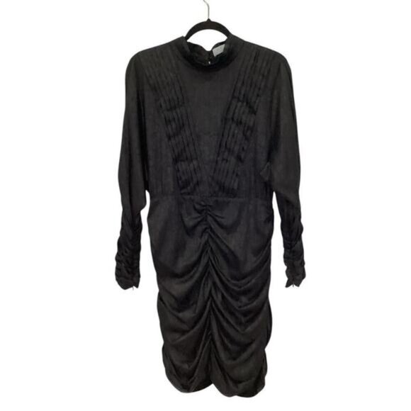 Hunter Bell Ariana Ruched Dress In Onyx Black Jacquard Size 12 - Picture 2 of 16